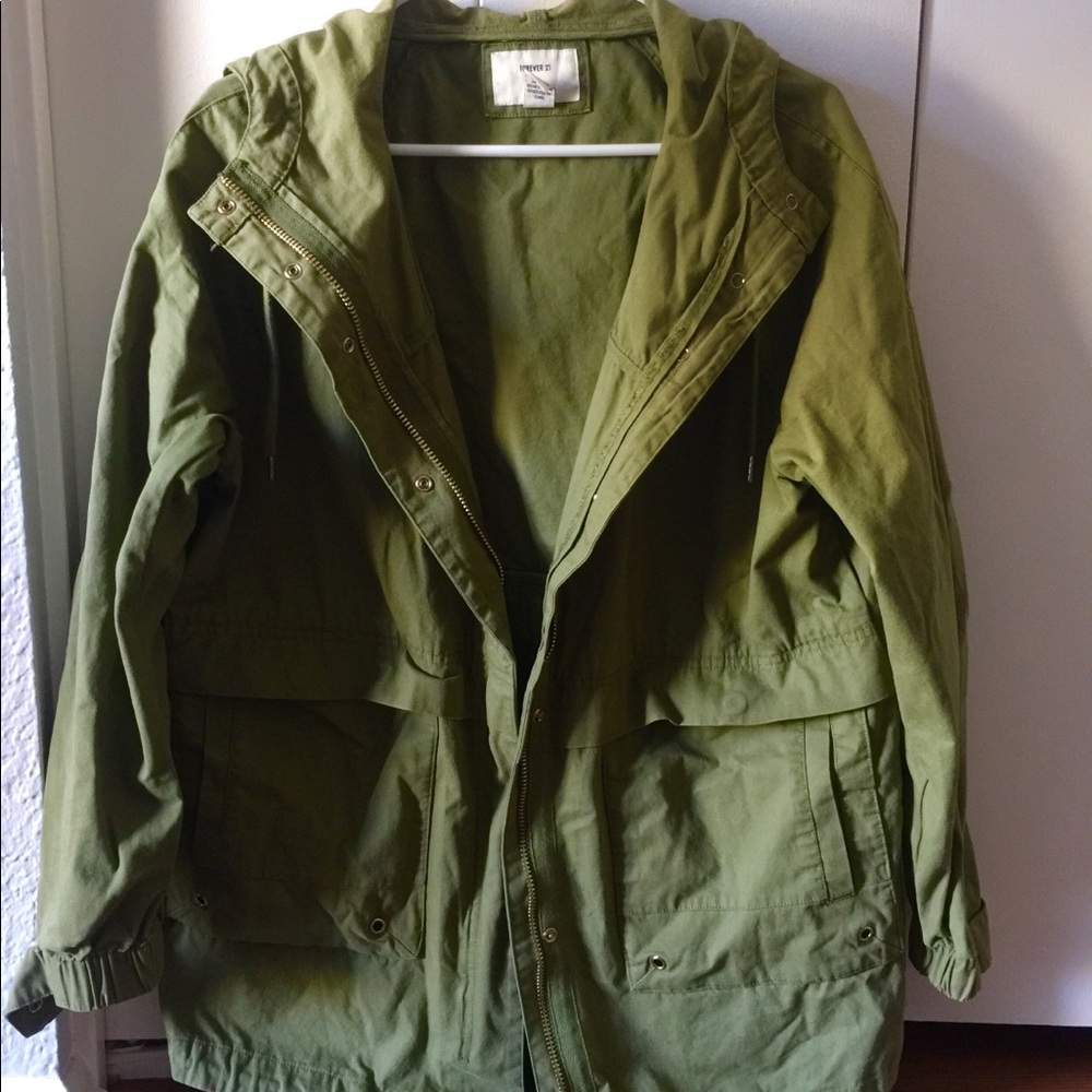 Cargo jacket zip up with hood